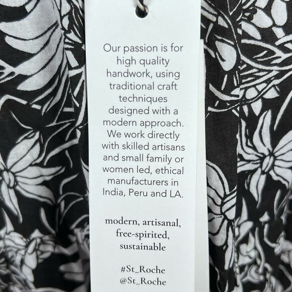 St. Roche Selma Women’s Organic Cotton Black & White 3-Tier Boho Maxi Skirt S… - Picture 15 of 16